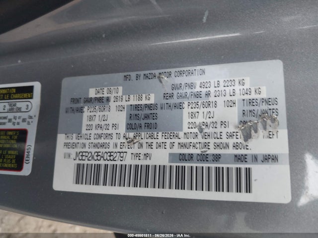 Aukcja sprzedaży 2010 Mazda Cx-7 S Touring, vin: JM3ER2W35A0352797, numer aukcji: 45501811