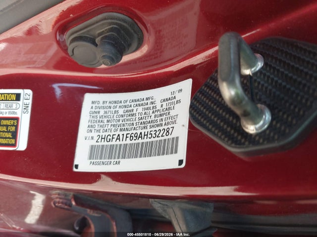 Продажа на аукционе авто 2010 Honda Civic Lx-s, vin: 2HGFA1F69AH532287, номер лота: 45501810