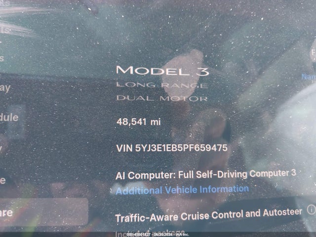 Aukcja sprzedaży 2023 Tesla Model 3 Long Range Dual Motor All-wheel Drive, vin: 5YJ3E1EB5PF659475, numer aukcji: 45501827