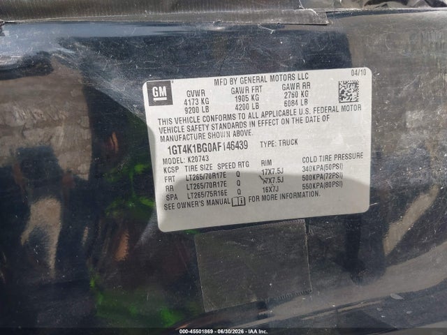 2010 Gmc Sierra 2500hd Slt მანქანა იყიდება აუქციონზე, vin: 1GT4K1BG0AF146439, აუქციონის ნომერი: 45501869