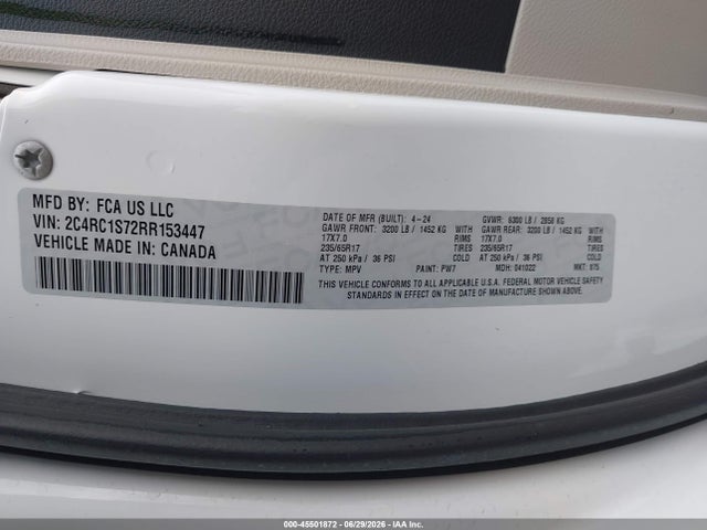 Продаж на аукціоні авто 2024 Chrysler Pacifica Hybrid Select, vin: 2C4RC1S72RR153447, номер лоту: 45501872