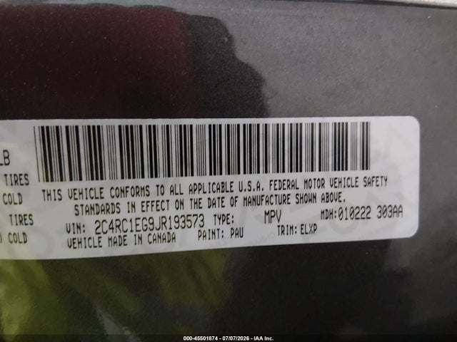 Продажа на аукционе авто 2018 Chrysler Pacifica Touring L Plus, vin: 2C4RC1EG9JR193573, номер лота: 45501874