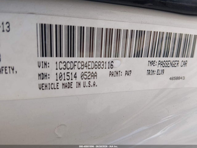 Aukcja sprzedaży 2014 Dodge Dart Limited, vin: 1C3CDFCB4ED683116, numer aukcji: 45501896