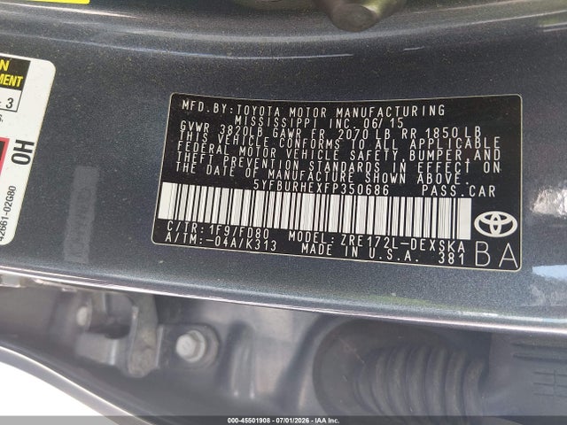 Toyota Corolla S Plus 2015 5YFBURHEXFP350686 Image 9