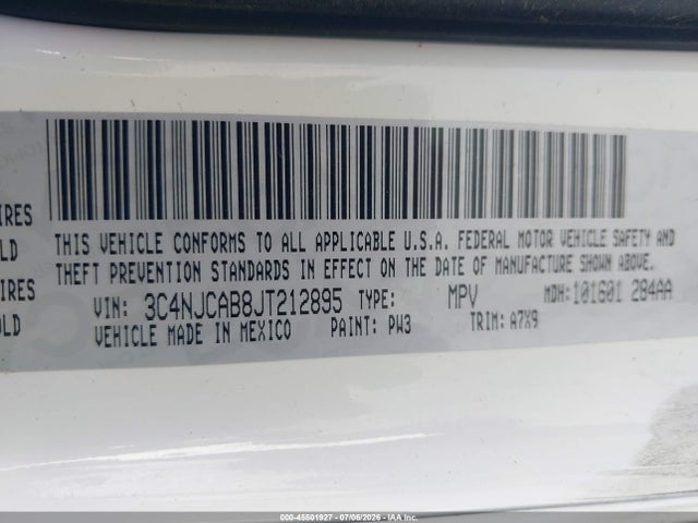 3C4NJCAB8JT212895 Jeep Compass Sport Fwd
