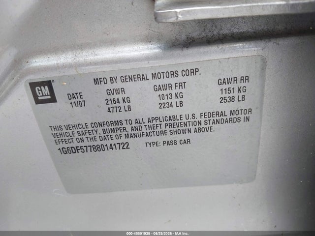 Продажа на аукционе авто 2008 Cadillac Cts Standard, vin: 1G6DF577880141722, номер лота: 45501935
