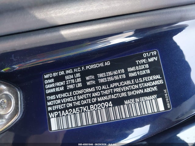 WP1AA2A57KLB02094 Porsche Macan