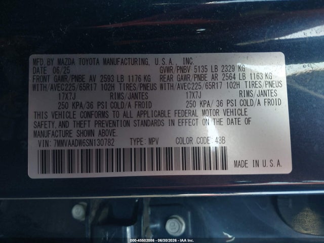 Aukcja sprzedaży 2025 Mazda Cx-50 Hybrid Premium Package, vin: 7MMVAADW6SN130782, numer aukcji: 45502086