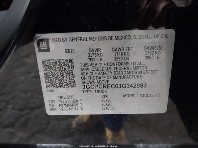 3GCPCREC6JG342983 Chevrolet Silverado 1500 Lt