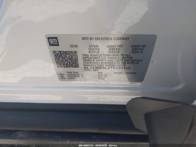 2026 Buick Encore Gx Preferred Fwd მანქანა იყიდება აუქციონზე, vin: KL4AMBSL2TB189412, აუქციონის ნომერი: 45502133