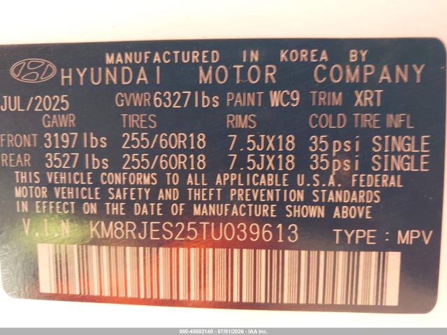 Hyundai Palisade Xrt Pro 2026 KM8RJES25TU039613 Image 9