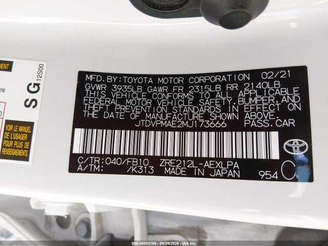 Toyota COROLLA LE 2021 JTDVPMAE2MJ173666 Image 9