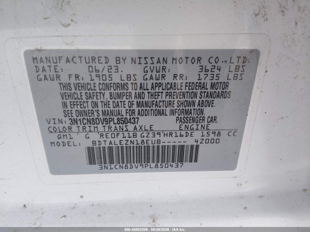 3N1CN8DV9PL850437 Nissan Versa 1.6 S Xtronic Cvt