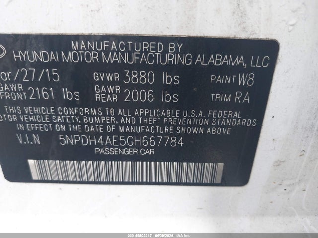 Hyundai ELANTRA SE 2016 5NPDH4AE5GH667784 Image 9