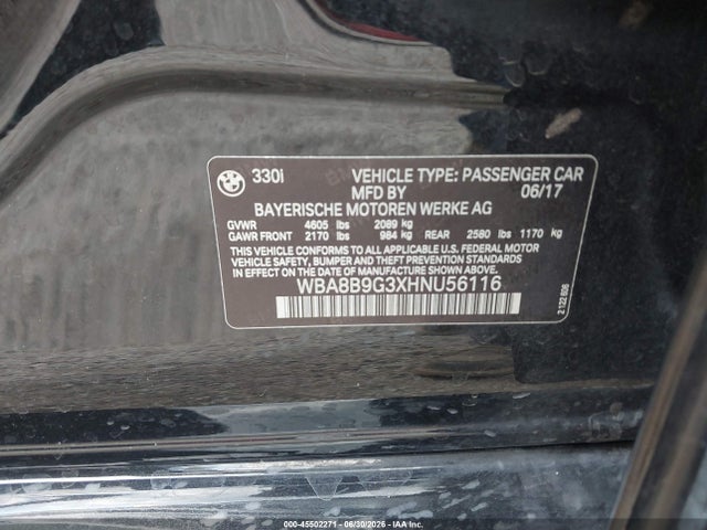 Продаж на аукціоні авто 2017 Bmw 3 Series 330i, vin: WBA8B9G3XHNU56116, номер лоту: 45502271