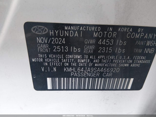 Aukcja sprzedaży 2025 Hyundai Sonata Sel, vin: KMHL64JA9SA466920, numer aukcji: 45502365
