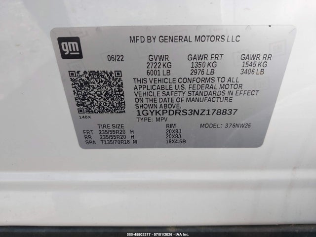 Aukcja sprzedaży 2022 Cadillac Xt6 Awd Premium Luxury, vin: 1GYKPDRS3NZ178837, numer aukcji: 45502377