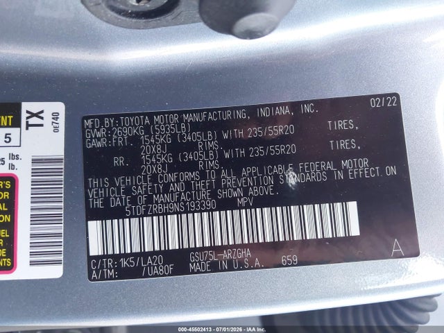 Toyota Highlander Platinum 2022 5TDFZRBH9NS193390 Image 9