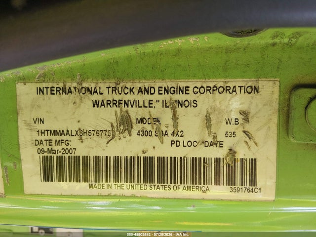 45502482 :رقم المزاد ، 1HTMMAALX8H576778 vin ، 2008 International 4000 4300 مزاد بيع