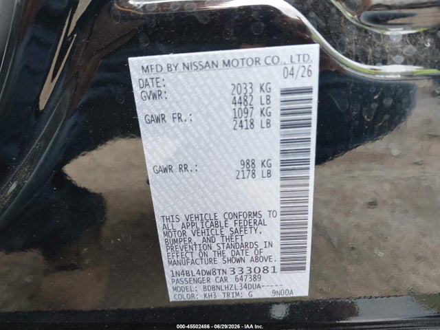 Nissan Altima Sv Awd 2026 1N4BL4DW8TN333081 Image 9