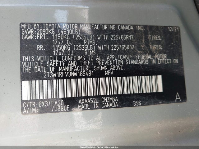 Toyota Rav4 Xle 2022 2T3W1RFV3NW185484 Image 9