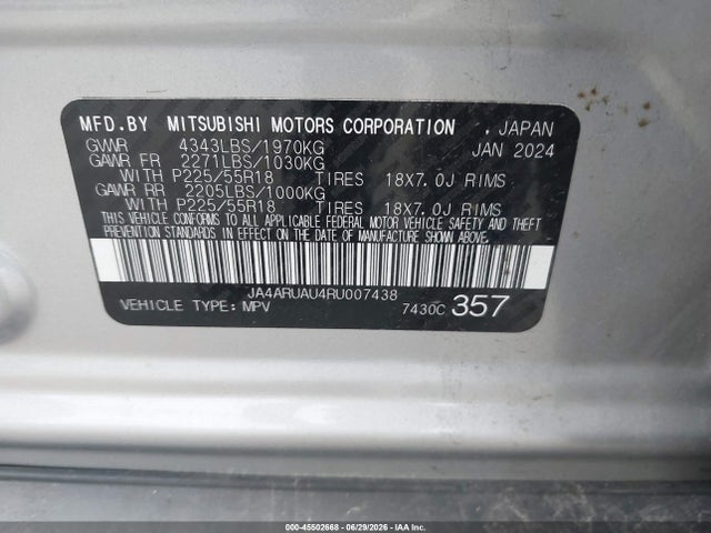 Продаж на аукціоні авто 2024 Mitsubishi Outlander Sport 2.0 Es Awc/2.0 Le Awc/2.0 Ralliart Awc/2.0 S Awc/2.0 Se Awc/2.0 Trail Edition Awc, vin: JA4ARUAU4RU007438, номер лоту: 45502668