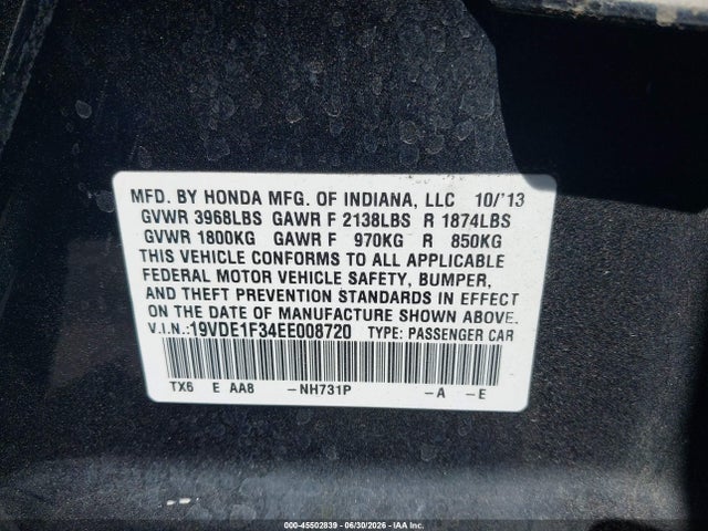 Acura Ilx 2.0l 2014 19VDE1F34EE008720 Image 9
