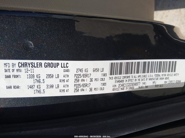 45502842 :رقم المزاد ، 2C4RC1CG3CR208977 vin ، 2012 Chrysler Town & Country Touring-l مزاد بيع
