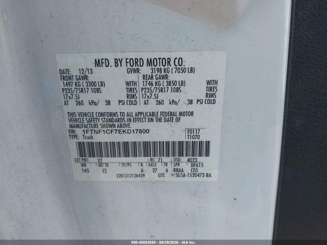 1FTNF1CF7EKD17800 Ford F-150 Stx/xl/xlt