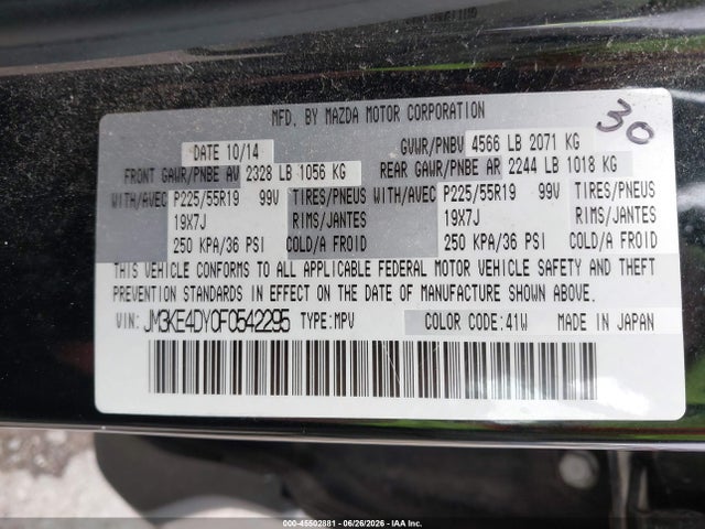 Aukcja sprzedaży 2015 Mazda Cx-5 Grand Touring, vin: JM3KE4DY0F0542295, numer aukcji: 45502881