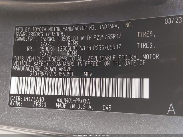 Toyota SIENNA XLE 2023 5TDYRKEC7PS155353 Image 9