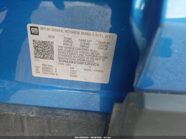 45503043 :رقم المزاد ، 3GNAXKEG6RS202419 vin ، 2024 Chevrolet Equinox Fwd Lt مزاد بيع