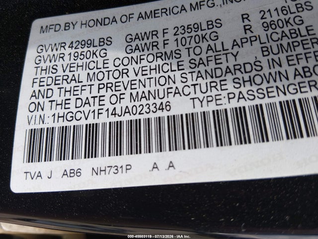 Honda ACCORD LX 2018 1HGCV1F14JA023346 Image 9