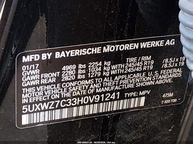 BMW X3 Sdrive28i 2017 5UXWZ7C33H0V91241 Image 9