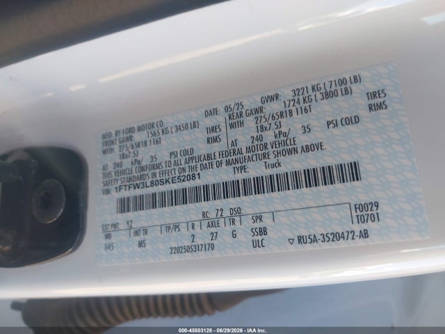 Ford F-150 Xlt 2025 1FTFW3L80SKE52081 Image 9