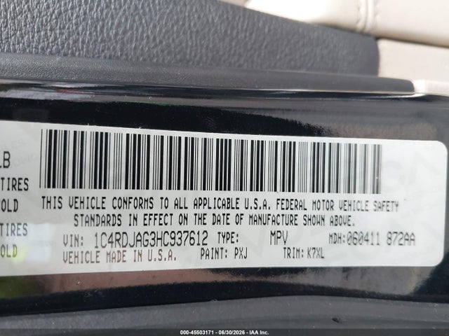 1C4RDJAG3HC937612 Dodge Durango Sxt Awd