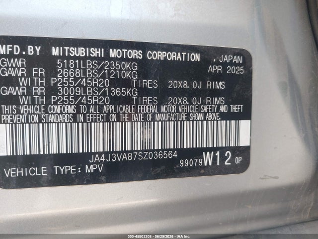 JA4J3VA87SZ036564 Mitsubishi Outlander Se 2.5 2wd