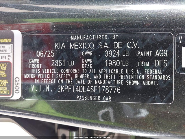 KIA K4 Lxs 2025 3KPFT4DE4SE178776 Image 9