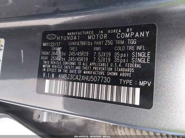 Hyundai Tucson Sport 2017 KM8J3CA2XHU507730 Image 9