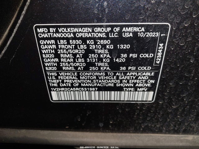 1V2HR2CA5RC531987 Volkswagen Atlas 2.0t Se W/technology