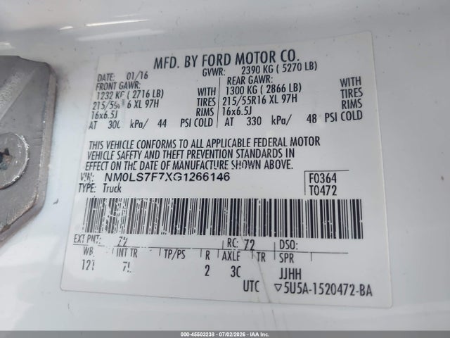 NM0LS7F7XG1266146 Ford Transit Connect Xlt