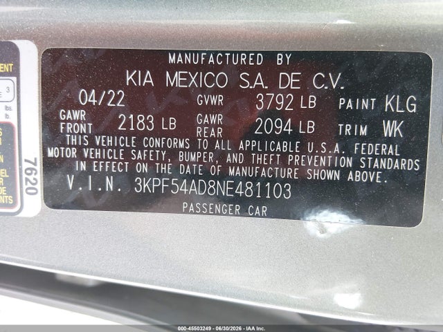 KIA Forte Gt-line 2022 3KPF54AD8NE481103 Image 9