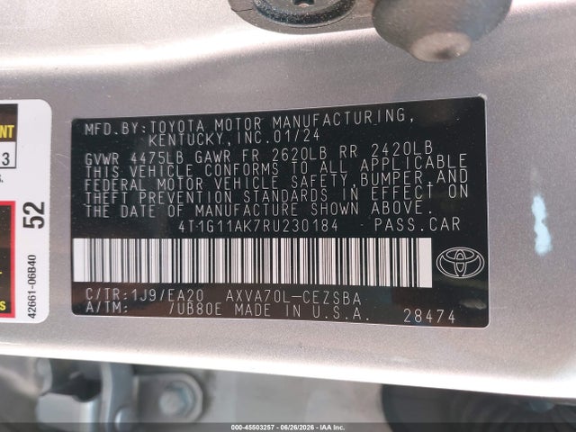 Toyota CAMRY SE 2024 4T1G11AK7RU230184 Image 9