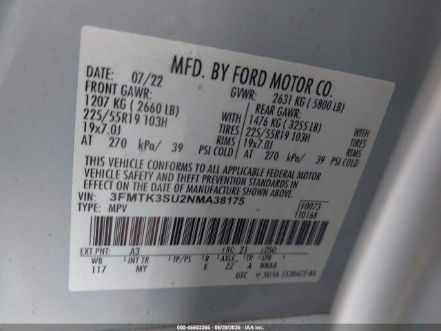 Ford Mustang Mach-e Premium 2022 3FMTK3SU2NMA38175 Image 9