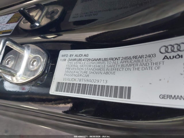 Продаж на аукціоні авто 2009 Audi A5 3.2l, vin: WAUDK78T59A029713, номер лоту: 45503271