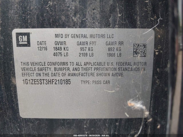 1G1ZE5ST3HF210185 Chevrolet MALIBU 1LT