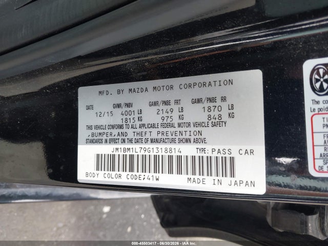 2016 Mazda Mazda3 I Touring მანქანა იყიდება აუქციონზე, vin: JM1BM1L79G1318814, აუქციონის ნომერი: 45503417