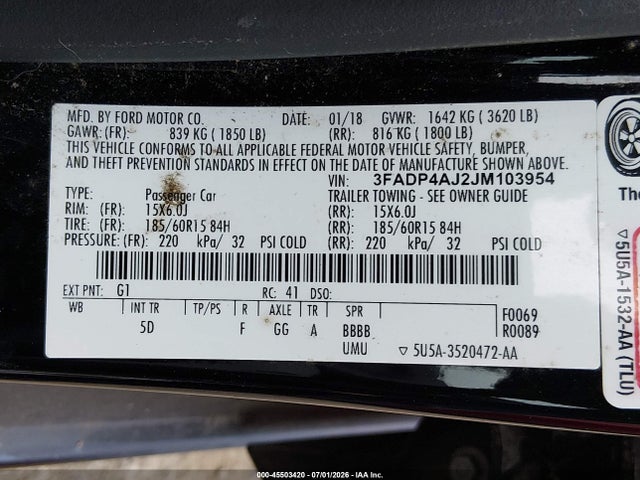 Ford FIESTA S 2018 3FADP4AJ2JM103954 Image 9