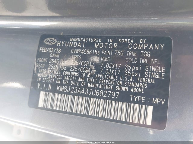 Hyundai TUCSON SE 2018 KM8J23A43JU682797 Image 4