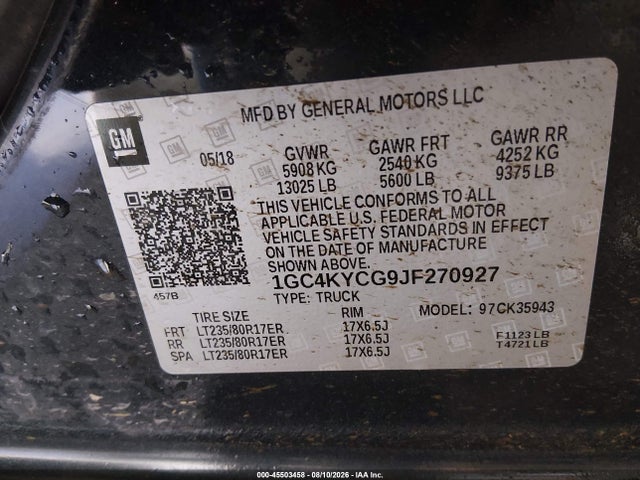 Chevrolet Silverado 3500hd Wt 2018 1GC4KYCG9JF270927 Image 9